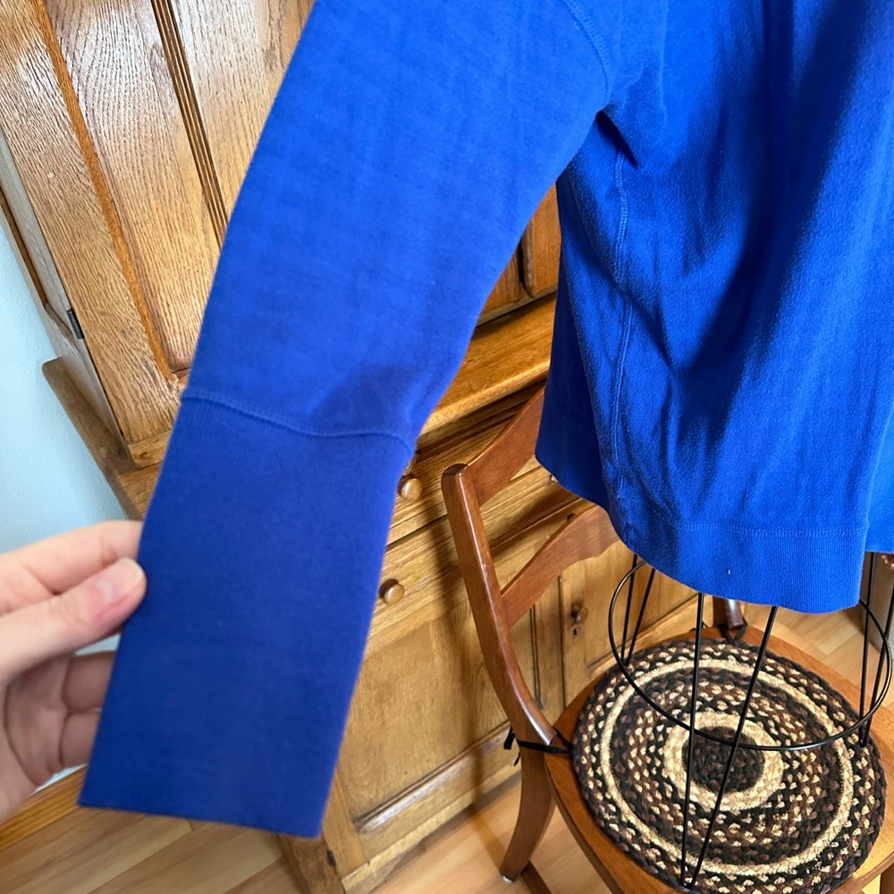 Liz Claiborne Blue Open Front Cardigan weekend royal blue stripes long cozy sz L - Picture 4 of 15